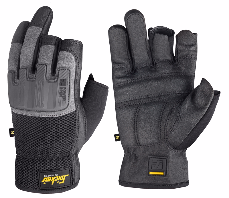 Pow Open Gloves 9586 Sort/grå Str. 10