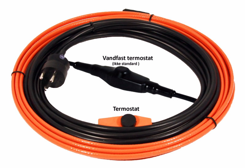 Varmekabel DVU 16m m/stik og vandfast termostat