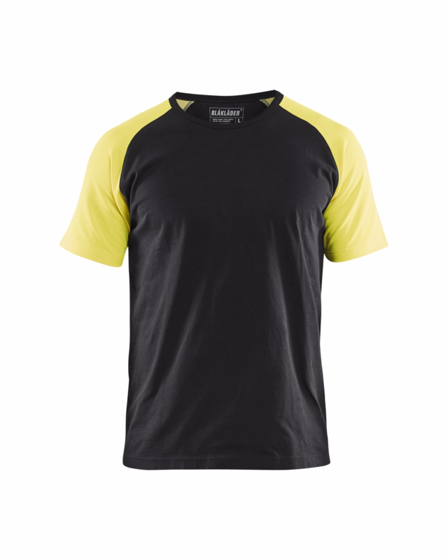 T-shirt 3515 sort/gul, str. 5XL