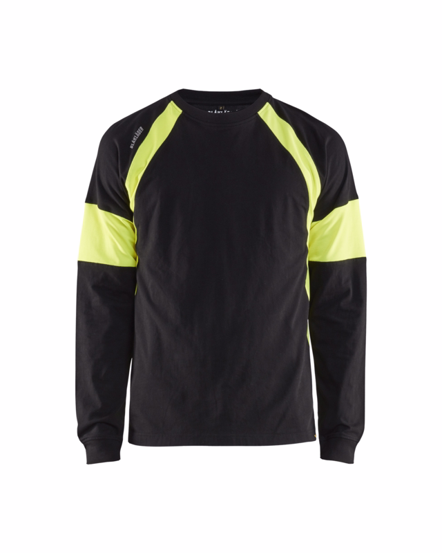 T-shirt L/Æ 3520 sort/gul, str. 6XL