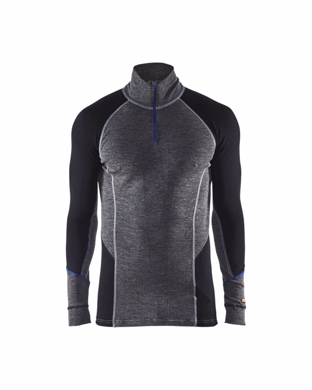 Undertrøje m/lynlås 48991732 Warm Mellemgrå/Sort Str. 2XL