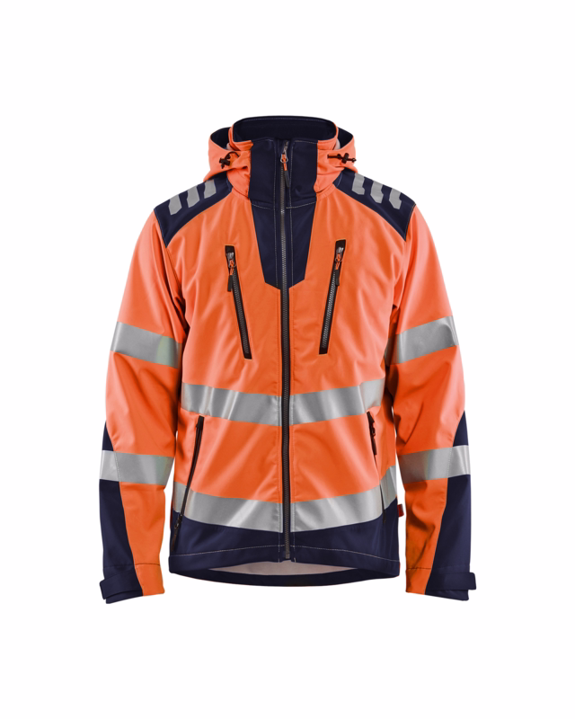 Softshell jakke 44912513 Hi-vis orange/marineblå, str. L