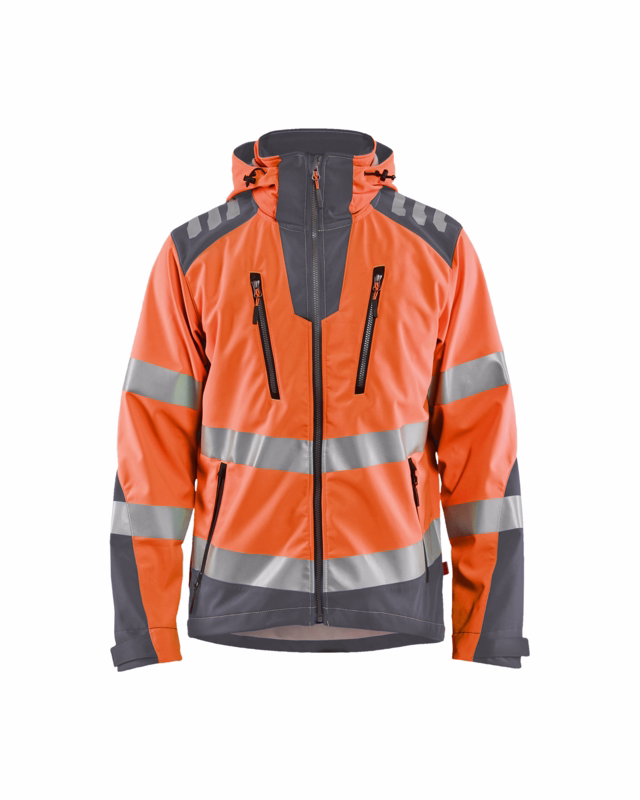 Softshell jakke 44912513 Hi-vis orange/mellemgrå, str. 2XL