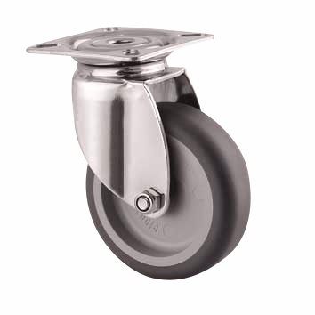 Hjul drejelig m/plade RS/gummi Ø75mm 75kg