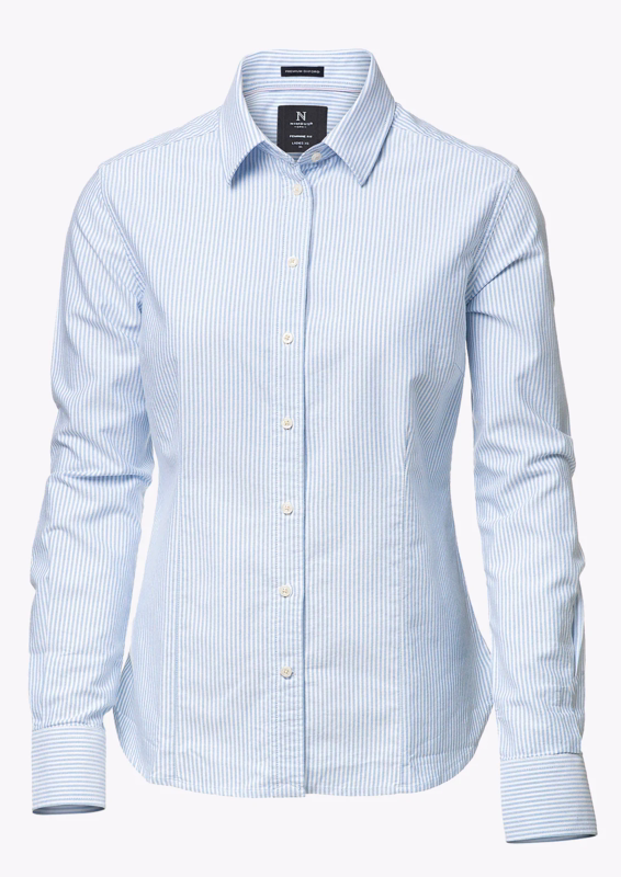 Skjorte Dame Oxford Rochester Strib Str. XL