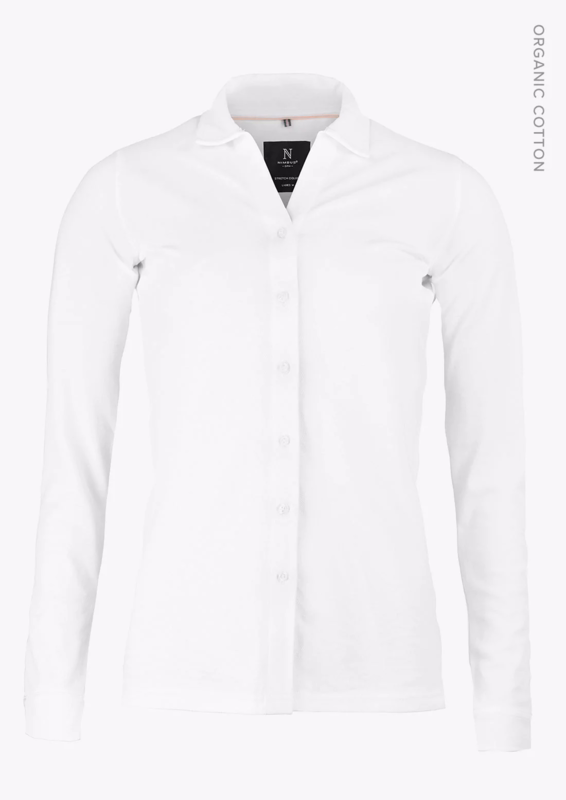 Skjorte Piqué Dame Kingston White Str. L