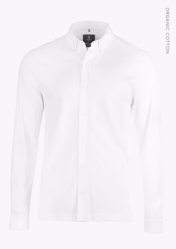Skjorte Piqué Kingston White Str. XL
