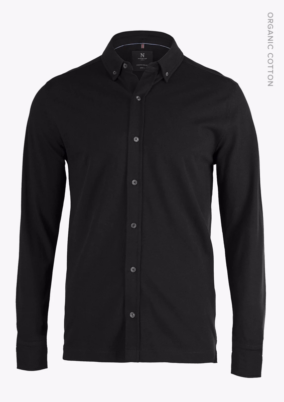 Skjorte Piqué Kingston Black Str. S