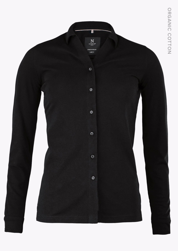 Skjorte Piqué Dame Kingston Black Str. XS