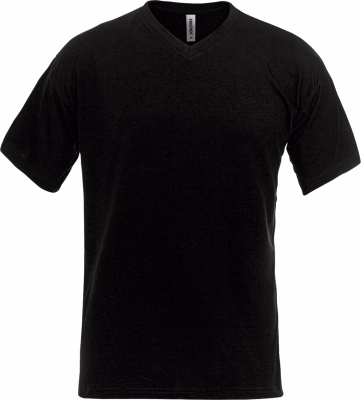 T-shirt V-hals 100241 Sort, str. S
