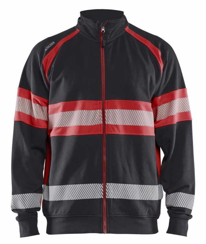 Sweatshirt Hi-vis 3551 Sort/rød, str. 4XL