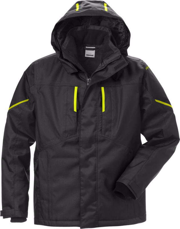 Vinterjakke 127559 Sort/Hi-vis gul, str. 3XL
