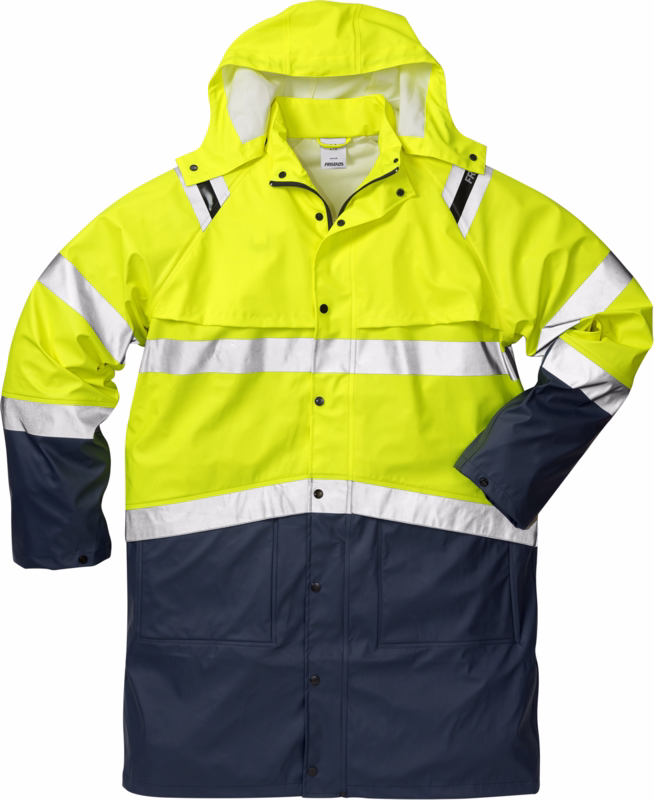 Regnjakke Hi-Vis 114040 Gul/marine, str. S