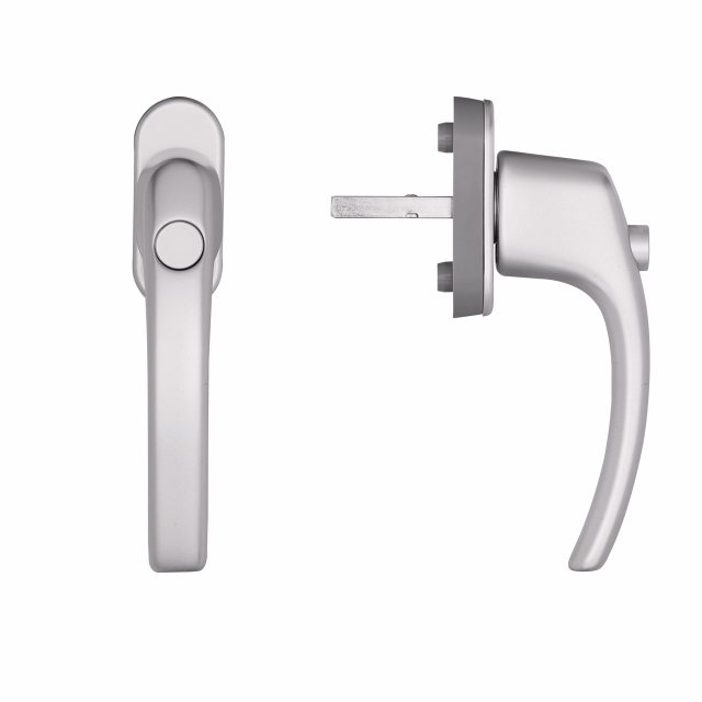 Paskvilgreb drejekip 90° m/trykknap 7x37mm sølv F1