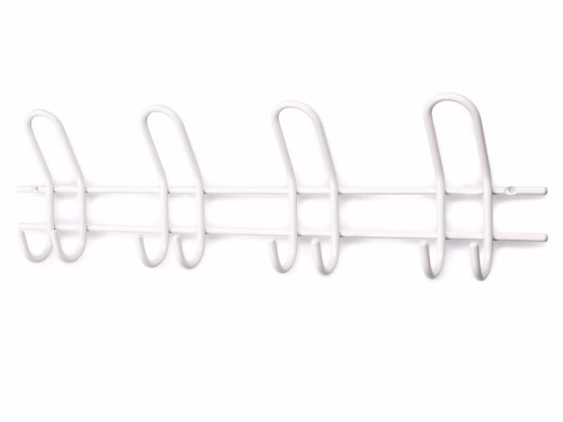 Knagerække hvid Saturn 4 x dobb. krog 140mm