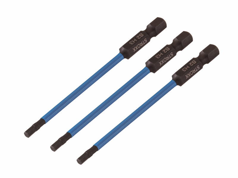 Bits Hex 4 1/4" x 90mm, 3-pak, slagfast
