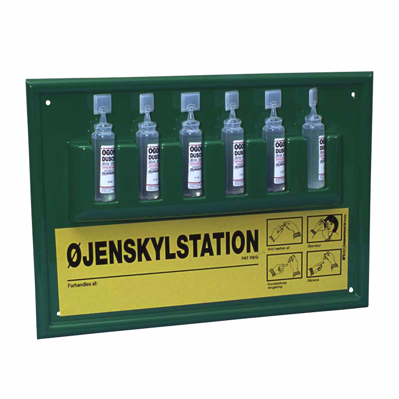 Øjenskylletavle m/6 flasker á 30 ml