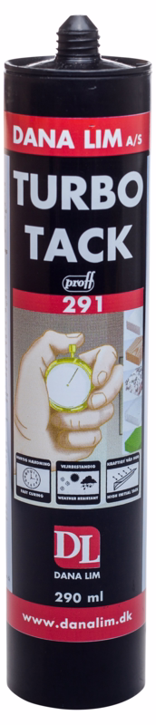 Montagelim Turbo Tack 291 Hvid 290 ml