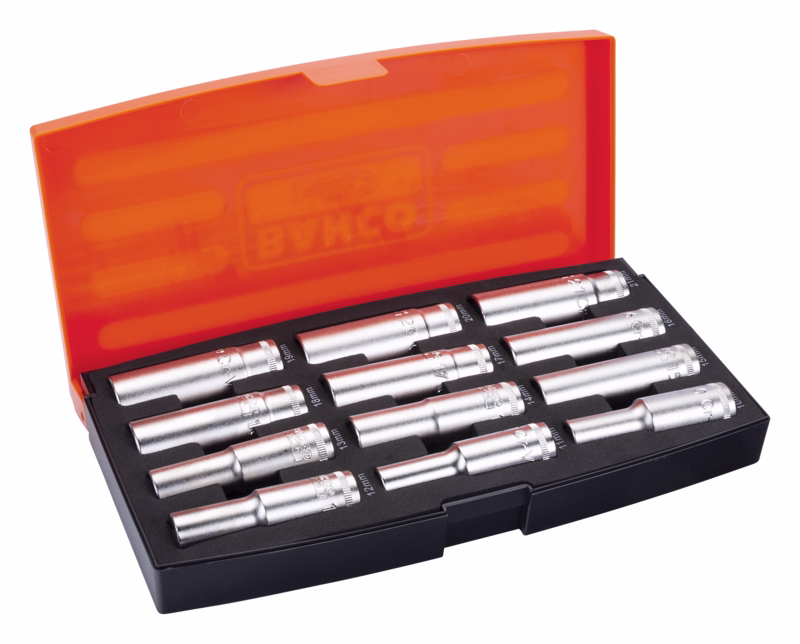 Toppesæt 1/2" 10-21 mm lang, 12 dele