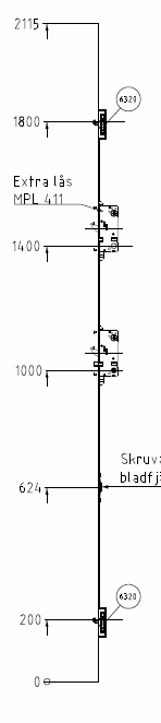Stanglås m/ekstra lås M5444/410/411 V D50 200-1800 H6 kolve