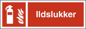 Skilt ildslukker rødt, plast, 105x297mm