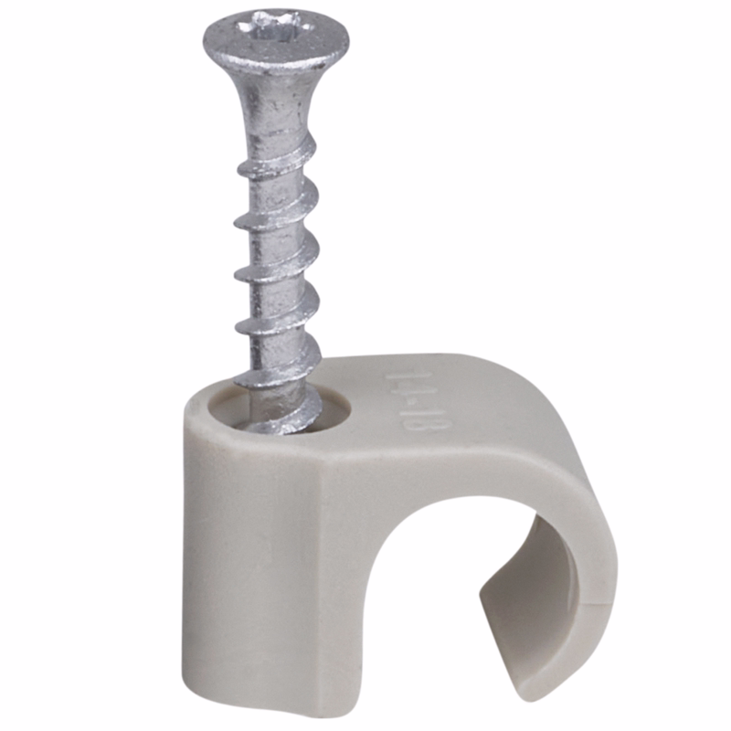 Ledningsclips grå 8-12mm m/skrue, pk á 100 stk