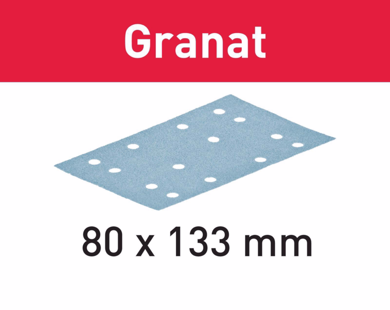 Slibepapir Granat 80 x 133mm, K100, á 100 stk