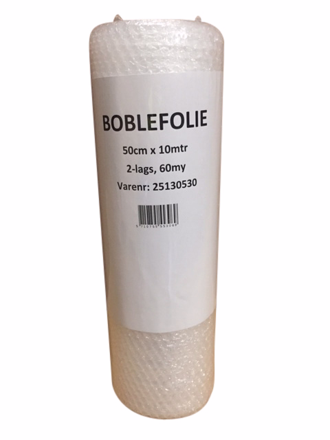 Boblefolie 2-lags 60 my, 50 cm x 10 mtr.
