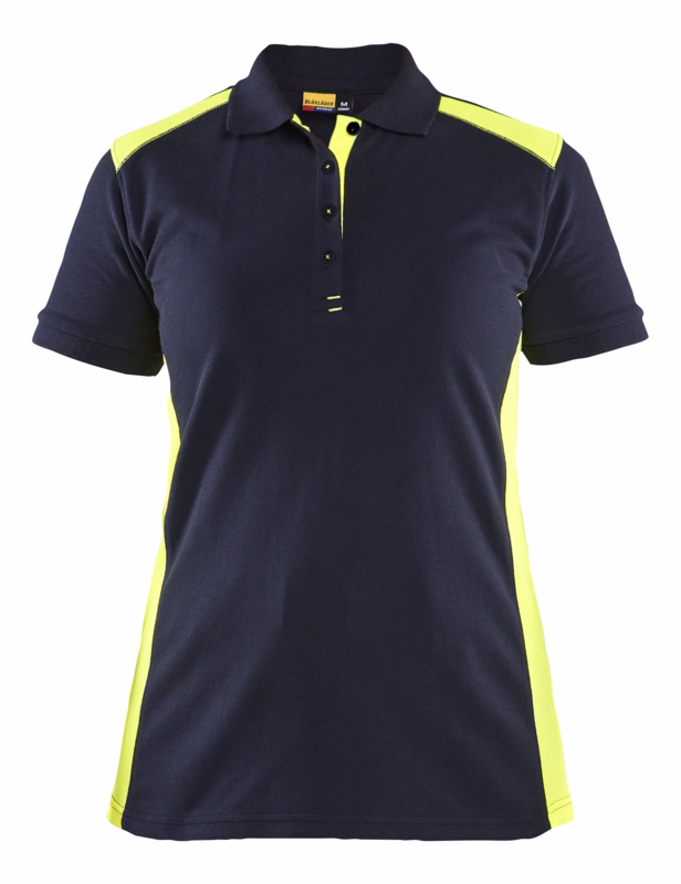 Poloshirt Dame 3390 Hi-vis Mørk Marineblå/Gul, str. XL