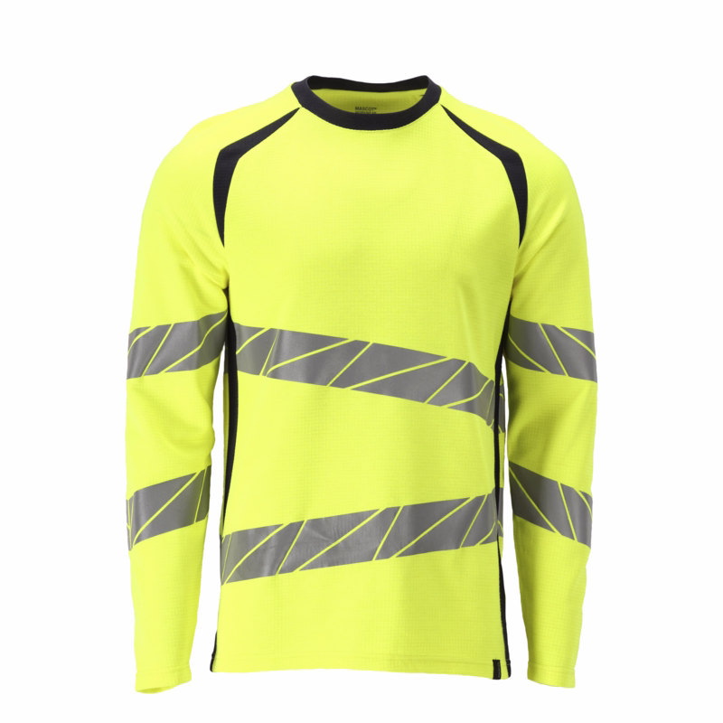 T-shirt L/Æ Hi-vis 21381 Gul/sort, str. XS