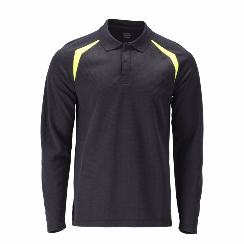 Poloshirt L/Æ Hi-vis 21583 Sort/gul, str. XL