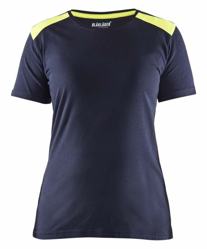 T-shirt Dame 3479 Hi-vis Mørk Marineblå/Gul, str. M