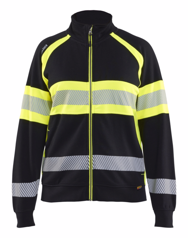 Sweatshirt Dame 3505 Hi-vis Sort/Gul, str. 2XL
