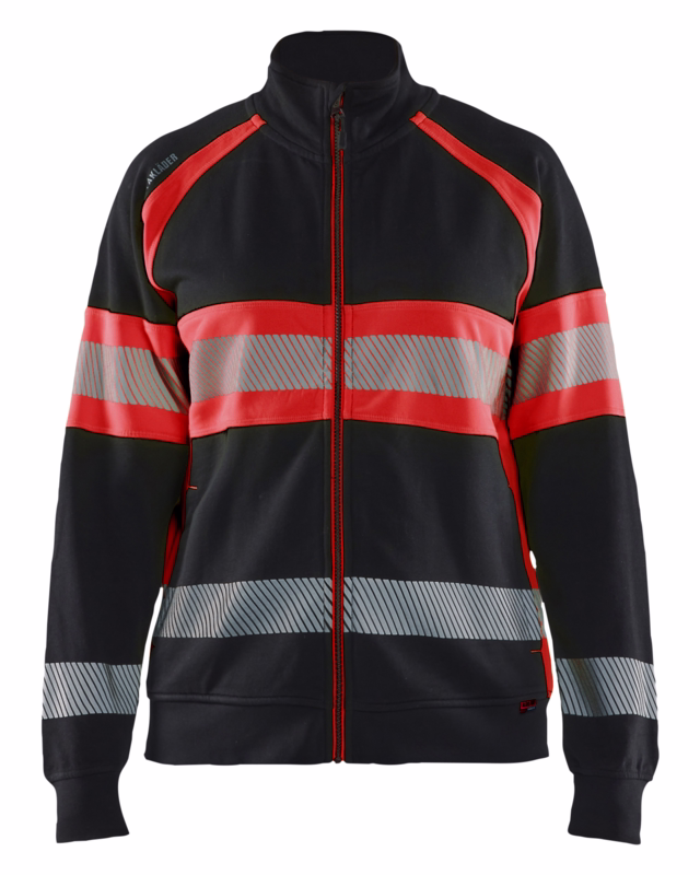 Sweatshirt Dame 3505 Hi-vis Sort/Rød, str. XL