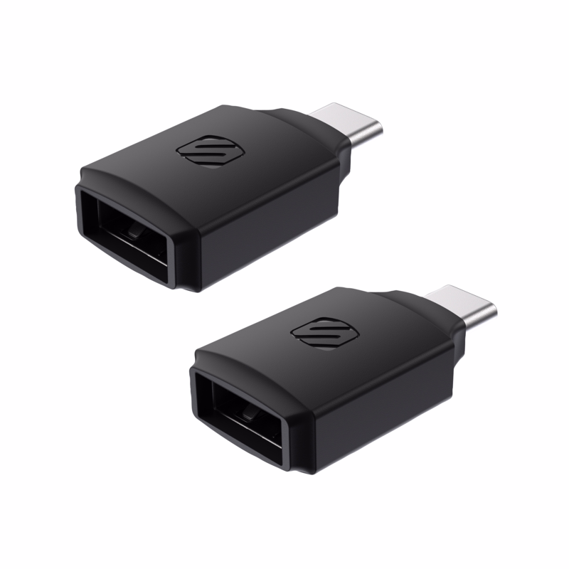 USB-A t/USB-C adapter sort, á 2 stk