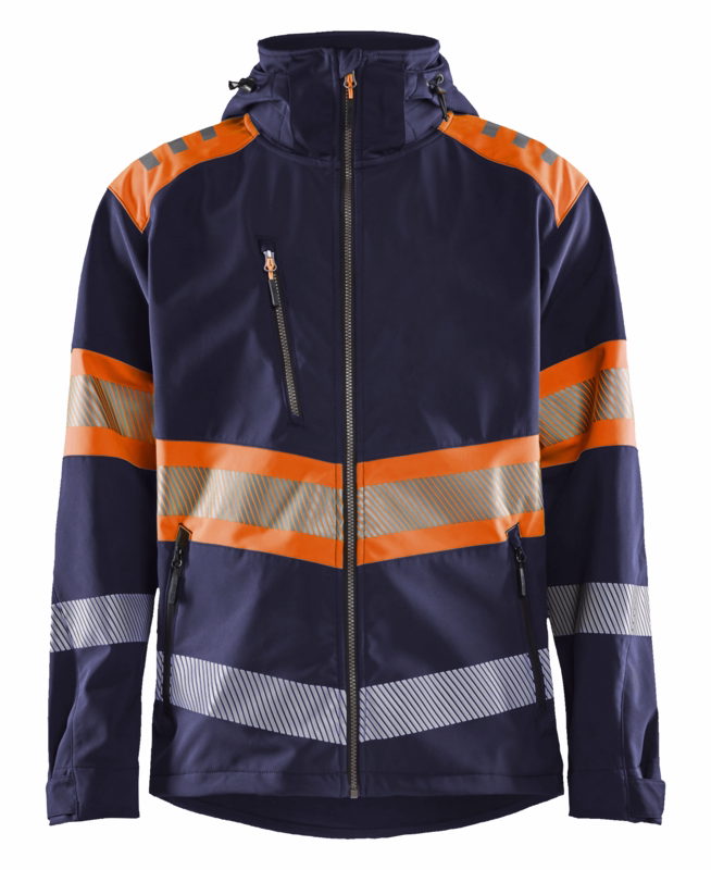 Softshell jakke 4494 Hi-vis Marineblå/Orange, str. 4XL