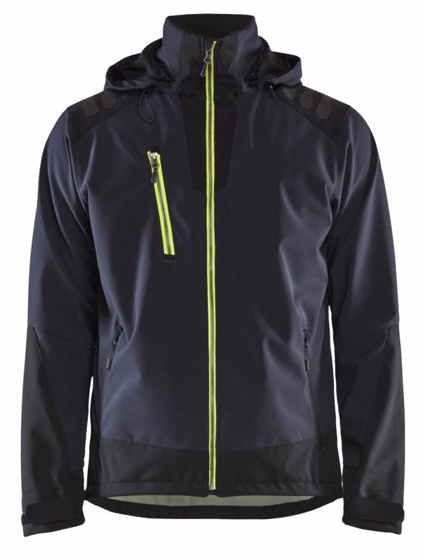 Softshell jakke 4749 Hi-vis Mørk Marineblå/Gul, str. L