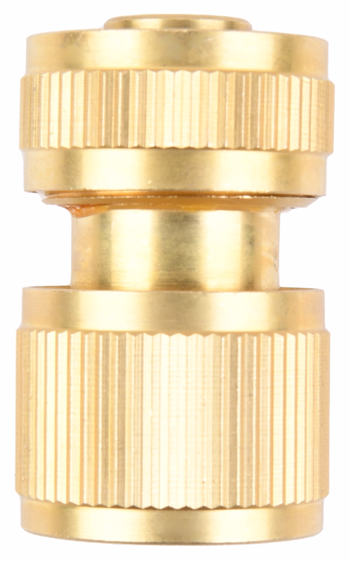 Slangekobling messing 1/2" m/stop