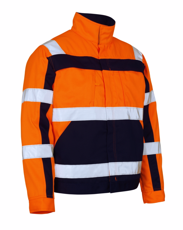 Arbejdsjakke Hi-vis 07109 orange/marine, str. L
