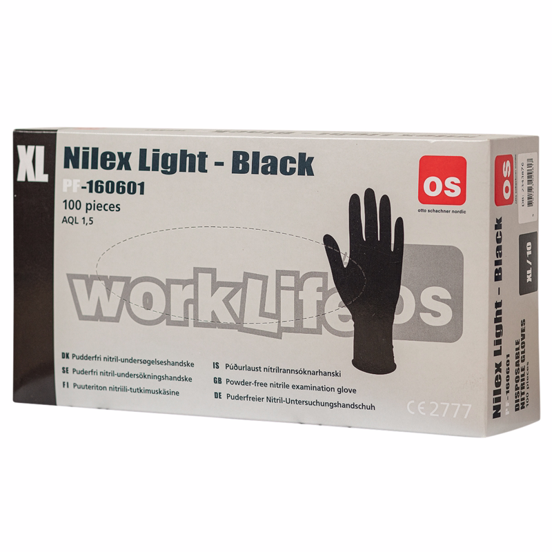 Engangshandske Nitril Nilex Light Sort, str. 7, á 100 stk