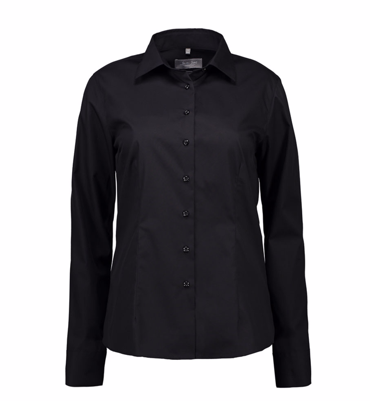 Skjorte Dame L/S Poplin SS710 Mod. Fit Sort, Str. S