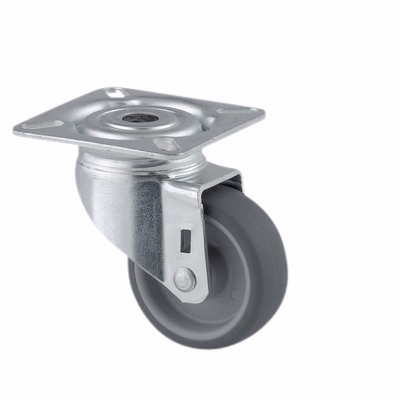 Hjul drejelig m/plade fzb/gummi Ø50mm 50kg