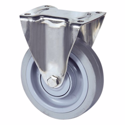 Hjul fast m/plade RS/gummi Ø125mm 250kg