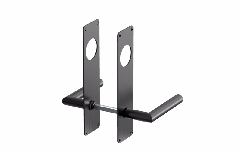 Dørgreb Ø18 mm Gering m/skilte 215x55 cyl/cyl Ø40 sort