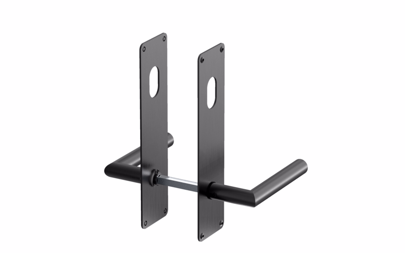 Dørgreb Ø18 mm Gering m/skilte 215x55 cyl/cyl sort