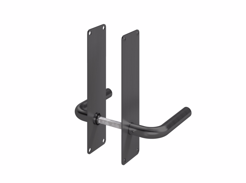 Dørgreb Ø18 mm L-form m/skilte 215x55 glat sort
