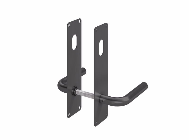 Dørgreb Ø18 mm L-form m/skilte 215x55 cyl/cyl sort
