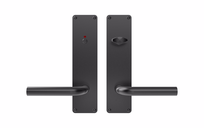 Dørgreb Ø18 mm L-form m/skilte 215x55 toilet sort