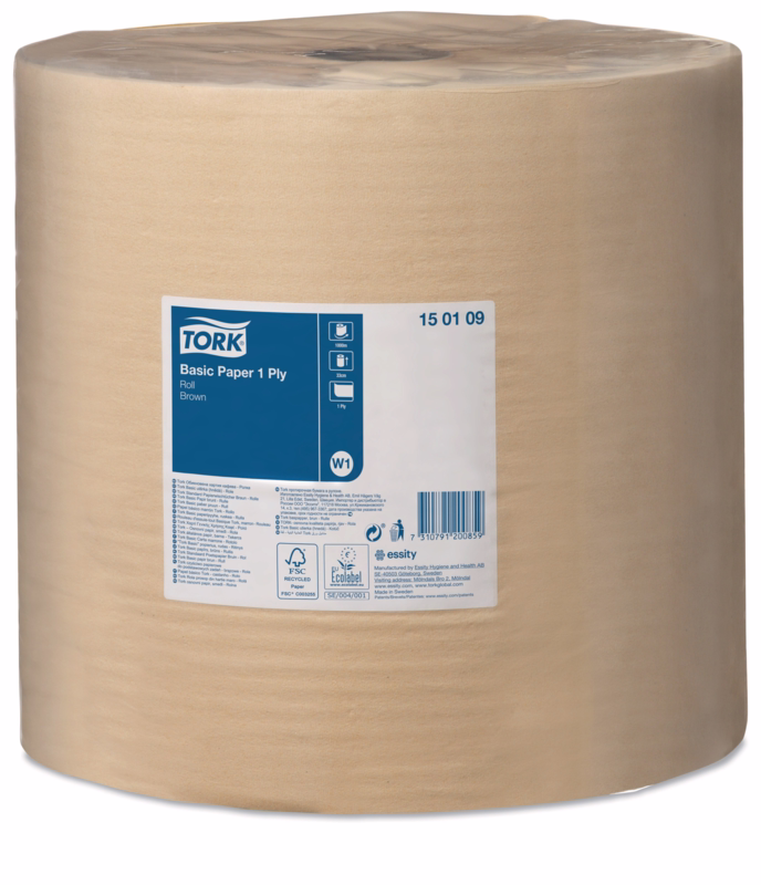 Aftørringspapir Basic W1 brun 1-lags