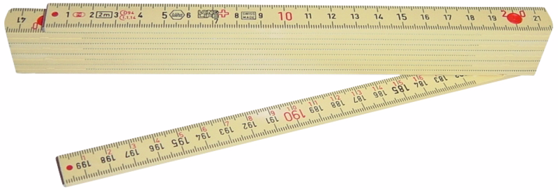 Tommestok glasfiber 90° vinkel, 10 led, 2m